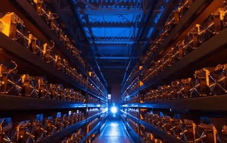 A high-efficiency power supply unit fueling a Bitcoin miner, showcasing stable energy flow