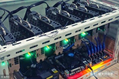 An advanced mining rig fortified with cybersecurity measures, showcasing best practices for hardware protection